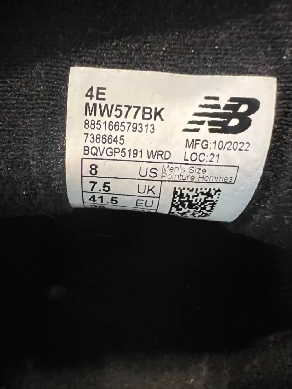 New Balance 577 Walking Shoes Men's 8 4E X-Wide Black Leather (Fits W9.5 XW)